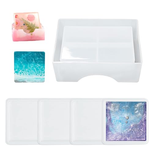 Untersetzer Silikonform Set, 5 Stücke Quadratisch Untersetzer Silikonform Epoxidharz, Harz Untersetzer Formen, Untersetzerformen für Harzguss, Tablett, Resin Harz Untersetzer, für DIY Untersetzer Silikonform Set, 5 Stücke Quadratisch Untersetzer Silikonform Epoxidharz, Harz Untersetzer Formen, Untersetzerformen für Harzguss, Tablett, Resin Harz Untersetzer, für DIY von Yudobliss