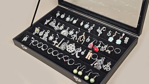 Schmuckkasten Schmucklade Schaukasten Schmuckdisplay mit Glasdeckel schwarz (für Anhänger Piercring) von Yudu