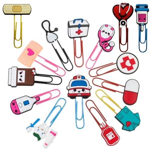 15-Stück Medizinisches Thema Büroklammern,Geschenke für Krankenschwestern,Medizinstudenten Geschenke,Arzt Geschenk,Niedliche Bunte Memo Clips,Geschenk für Tag der Krankenschwestern,Kinder Geschenk von YueJieSelected