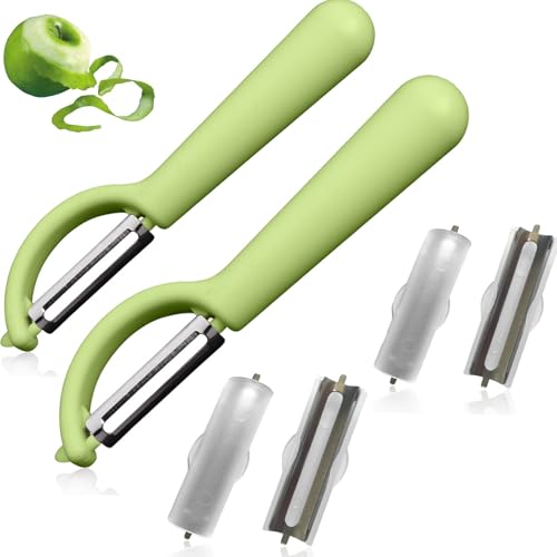 P-Schäler Tupper Set mit 2 Ersatzklingen,Sparschäler für Gemüse&Obst,Ergonomischer Kartoffelschäler gurkenschäler,Müheloses Schälen,Spülmaschinenfest (2 Grün) von YueJieSelected