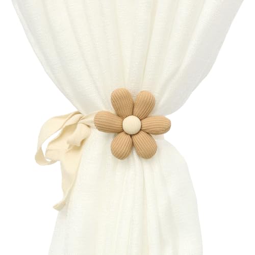 2-Stück Vorhang Raffhalter,Raffhalter für Vorhänge,Curtain Tiebacks Boho Gardinen mit Blumen-Design,Vorhänge Kinderzimmer,Vorhanghalter,Elastisch Vorhang Halter mit Verstellbaren Riemen Gardinen Seil von YueJieSelected