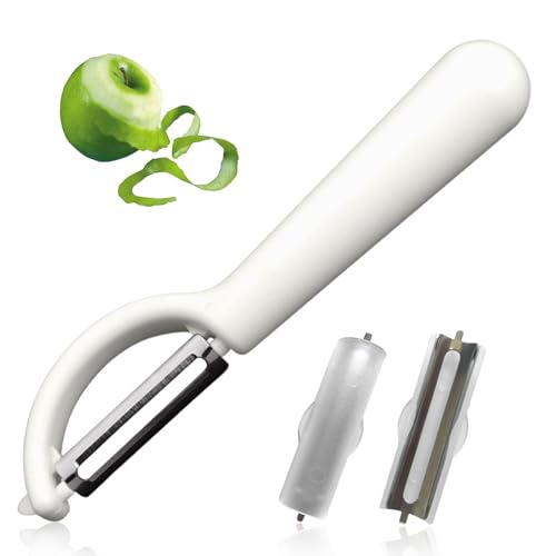 P-Schäler Tupper Set mit 2 Ersatzklingen,Sparschäler für Gemüse&Obst,Ergonomischer Kartoffelschäler gurkenschäler,Müheloses Schälen,Spülmaschinenfest,Kompatibel mit Tupperware Küchengeräten (Weiß) von YueJieSelected