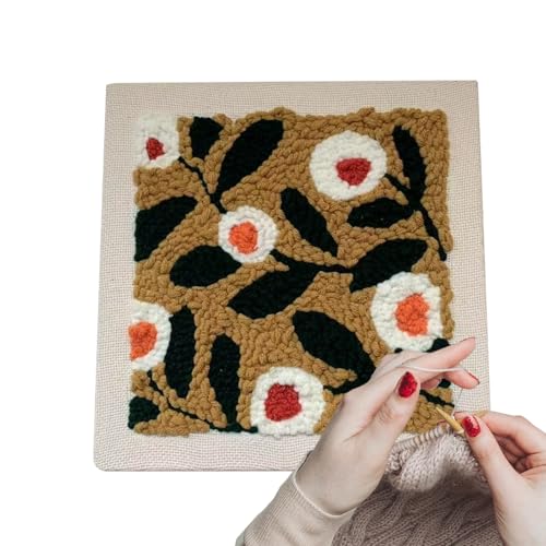 Yuecjian Sticknadelset Für Anfänger - Punch Embroidery Set | Stickzubehör Für Haus- Und Gartendekoration Pilz Kuh Baum Herbstdekoration Sonnenblumen Tragetasche von Yuecjian