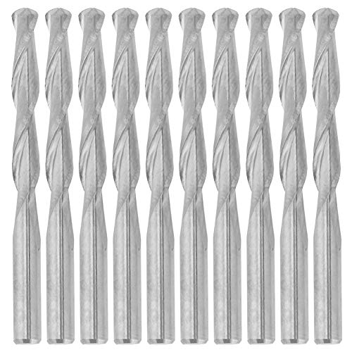 10 Stück 2-Flöten-Spiralfräser für Holz-CNC-Schaftfräser Wolframfräser 3,175 × 22 mm 3D-Relief-Skulpturen Schneiden Gravieren Schlitzen Fräsen Schnitzen von Yuecoom