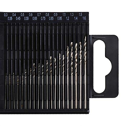 HSS-Bohrer, 20 Stück 0,3 MM-1,6 MM Mini-Schnellarbeitsstahl-Bohrer-Set für Holzbohren im Koffer HSS-Bohrer, 20 Stück 0,3 MM-1,6 MM Mini-Schnellarbeitsstahl-Bohrer-Set für Holzbohren im Koffer von Yuecoom