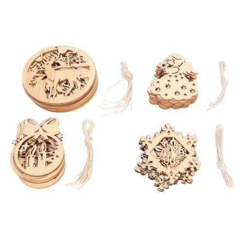 Holzausschnitte Boxholz DIY Retro Weihnachtsbaum Hanging Ornament Home Dekoration 40 Stcs unvollendete Holz Holzausschnitte Boxholz DIY Retro Weihnachtsbaum Hanging Ornament Home Dekoration 40 Stcs unvollendete Holz von Yuecoom
