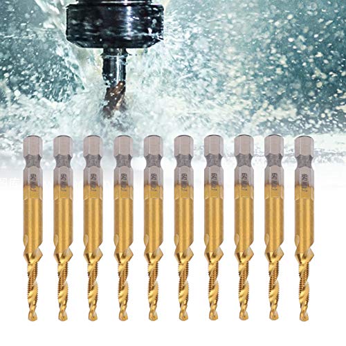 Kombi-Bohrer- und Gewindebohrer-Set, 10 Stück M4 HSS-Gewindebohrer-Kit Schnellarbeitsstahl 3,3 mm Bohrer Sechskant-Gewindeschneidwerkzeuge von Yuecoom