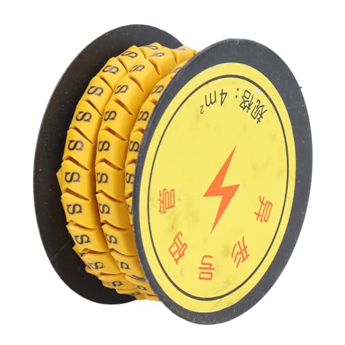 YueCoom 26pcs Set Rohrkabelmarker EC -Buchstabennummer PVC A bis Z -Markierungskabelmarkierung Gelb Flexible PVC Konkave Kabeldrahtmarkierungen Etikett Marke (4m²) von Yuecoom