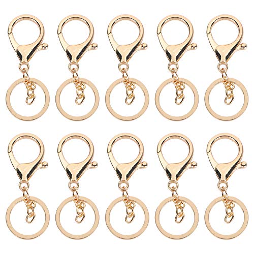 Yuecoom 10 Stück Schlüsselanhänger, Plattiert, Lichtecht, Einfache Schlüsselanhänger, Taschenschnalle, Karabinerverschluss, Haken, Schlüssel-Organizer, Halter-Clip Für Männer Und Frauen(Gold) von Yuecoom
