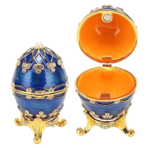 Yuecoom Emaillierte Schmuckschatulle, Eiförmige Kleine Schmuckschatulle, Ei-Schmuckschatulle aus Zinklegierung, Exquisite Schmuck-Ornament-Box Für Ringe, Halsketten, Ohrringe von Yuecoom