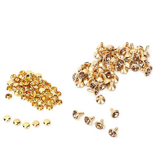 Yuecoom Kristallniete, 50 Stück, 8 Mm, Kristall-Strass-Ziernieten, Spikes, DIY-Lederschuhe, Kleidungsnieten(Gelb) von Yuecoom