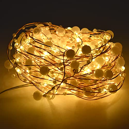 Yuecoom Weiße Perle LED Lichterketten, 32.8ft Perlenfee Lichterketten Batteriebetriebene Weihnachtsbeleuchtung Kupferdraht Raumbeleuchtung Dekoration Yuecoom Weiße Perle LED Lichterketten, 32.8ft Perlenfee Lichterketten Batteriebetriebene Weihnachtsbeleuchtung Kupferdraht Raumbeleuchtung Dekoration von Yuecoom