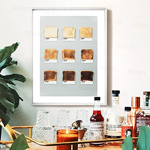 Home Decoration Leinwand Toast Bilder Wandkunst Gemälde Hd-Drucke Modern Nordic Style Modular Poster für Küche 30x50cm (12x20in) Rahmenlos von Yuefa Art