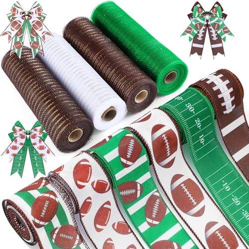 Yuefunny Fußballband, 4 Rollen, Netzband und 6 Rollen, Sport-Band, Jute, Drahtrand, Kranz, Metallic-Kranz, Basteln, für Fußball, Party, Zuhause, Dekoration, Basteln, 10 Stück Yuefunny Fußballband, 4 Rollen, Netzband und 6 Rollen, Sport-Band, Jute, Drahtrand, Kranz, Metallic-Kranz, Basteln, für Fußball, Party, Zuhause, Dekoration, Basteln, 10 Stück von Yuefunny