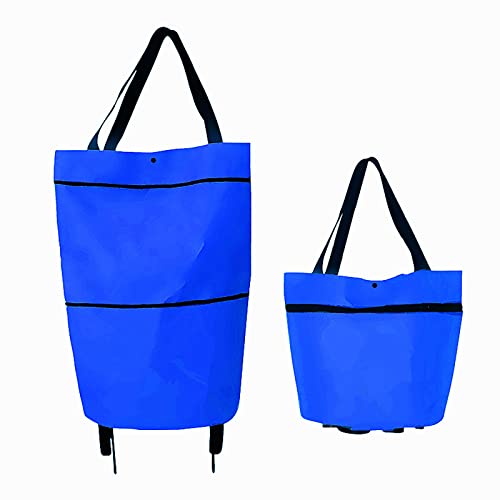 Yuehuamech Faltbare Trolley- Taschen, die Einkaufstasche 2 in einem Einkaufswagen mit Rädern Resuable Lebensmitteltasche Heavy Duty Kapazitäts- Tasche für Frauen Home Supermarkt Falten von Yuehuamech