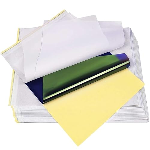 Yuelong Tattoo-Transferpapier - 50 Blatt Schablonenpapier zum Tätowieren Thermoschablonenpapier 4 Schichten A4 Größe DIY Tracing für Tattoo-Transfer-Kit (50) von Yuelong