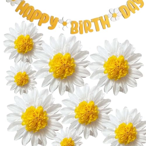 Yuelulala 8 Stück Party Dekoration Weiß Gelb Blumen Künstliche Gänseblümchen und Happy Birthday Banner Hängende Deko für Geburtstag Hochzeit Klassenzimmer Hintergrund für Indoor Outdoor Party Supplies Yuelulala 8 Stück Party Dekoration Weiß Gelb Blumen Künstliche Gänseblümchen und Happy Birthday Banner Hängende Deko für Geburtstag Hochzeit Klassenzimmer Hintergrund für Indoor Outdoor Party Supplies von Yuelulala