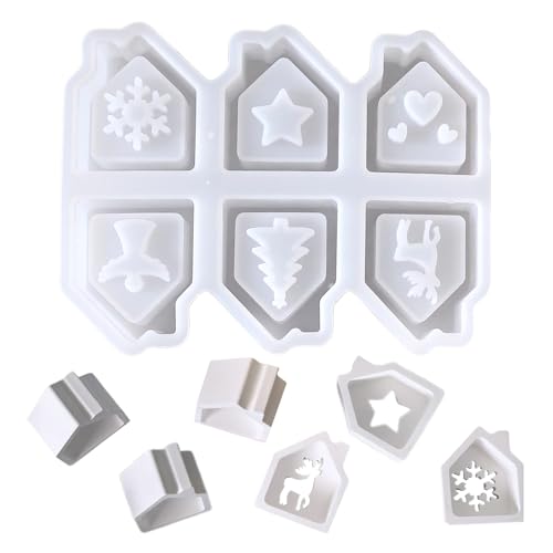 Yuemeuy Harzform, Silikon Hausformen für Gießharz, 6-fach Hohlform für Beton Epoxy Kunst Dekoration Seifenherstellung Weihnachts Handwerk Yuemeuy Harzform, Silikon Hausformen für Gießharz, 6-fach Hohlform für Beton Epoxy Kunst Dekoration Seifenherstellung Weihnachts Handwerk von Yuemeuy