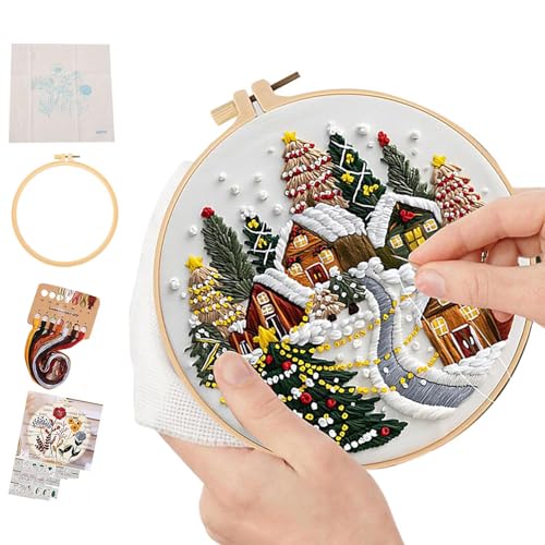 Yuemeuy Weihnachtsstickmuster | Stick-Set Weihnachten Für Anfänger Erwachsene | Bastelset Wohndekoration Für Schreibtisch | Für Anfänger Mutter von Yuemeuy