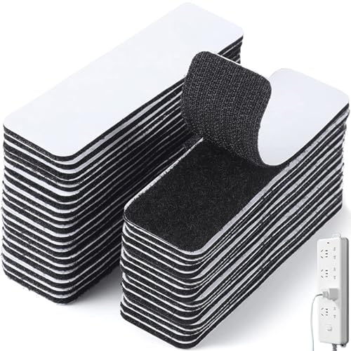 Yueser Klettband Selbstklebend, 48 Stück 25mm*100mm Schwarz Klettband Selbstklebend Extra Stark Doppelseitiger Klettverschluss für Bilderrahmen Steckdosen Ornament Teppich Sofa Vorhang Tissue Box von Yueser
