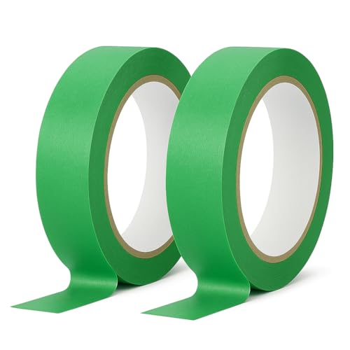 Yuexitech 2 Rollen Kreppband Malerband 20mm x 20m, GrüN Abklebeband Maler, Klebeband Malerarbeiten für Maler- & Autolackierarbeiten, Profi Kreppband RüCkstandsfrei AblöSbar von Yuexitech
