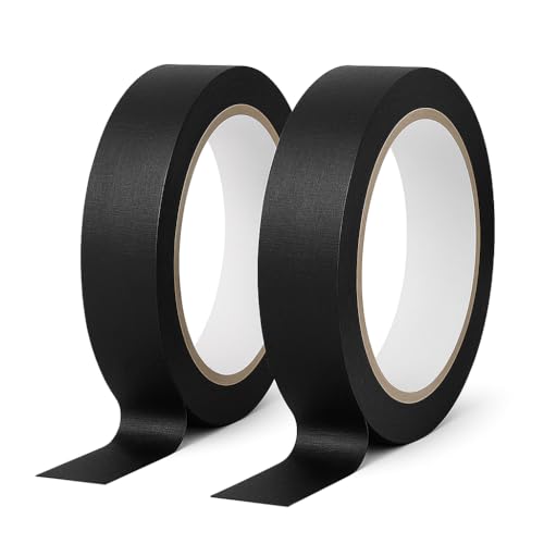 Yuexitech 2 Rollen Maler Klebeband 20mm x 20m, Schwarz Abklebeband Maler für Exakte Farbkanten Beim Streichen & Lackieren, RüCkstandslos Entfernbares Malerklebeband von Yuexitech