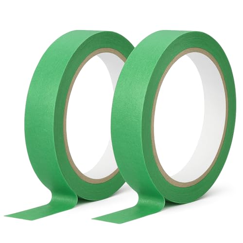 Yuexitech 2 Rollen Maler Kreppband 15mm x 20m, GrüN Klebeband Malerarbeiten, Maler Kreppband LöSungsmittelfrei für Saubere Farbkanten Beim Streichen & Lackieren von Yuexitech