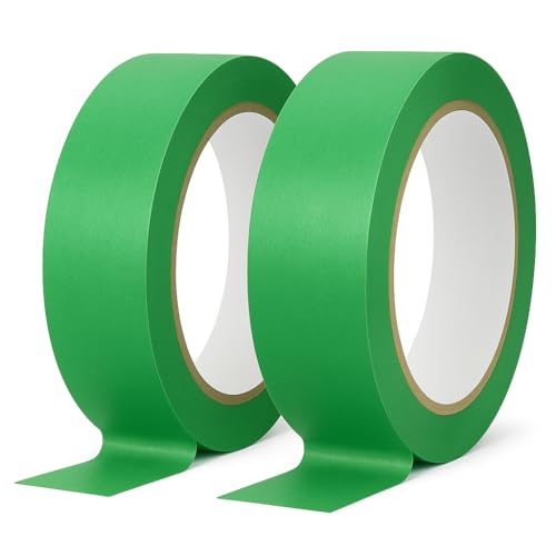 Yuexitech 2 Rollen Malerkrepp 30mm x 20m, GrüN Maler Kreppband, Klebeband Malerarbeiten für PräZises Abkleben Bei Renovierung & Lackierung, Profi Abdeckband LöSungsmittelfrei von Yuexitech