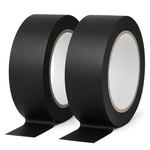 Yuexitech 2 Rollen Malerkrepp 30mm x 20m, Maler Kreppband, Schwarz Klebeband Malerarbeiten, Ideal Zum Malen, Lackieren & Renovieren, LöSungsmittelfrei & RüCkstandsfrei von Yuexitech