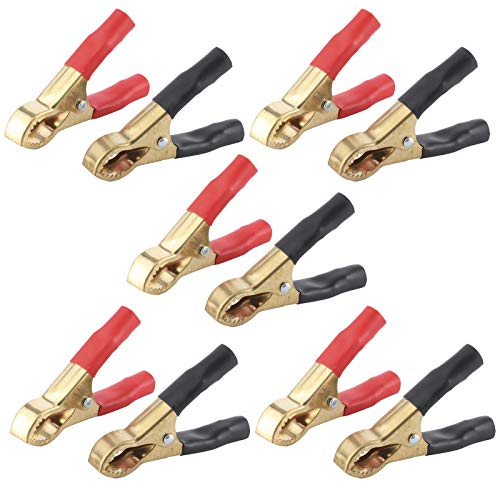 10 Pack 50A Isolierte Alligatorklammern Packungskabelklemmen, Elektrische Klemmen Auto Elektrische Testwerkzeug 3.1in (schwarz und rot) von Yuezhongoo