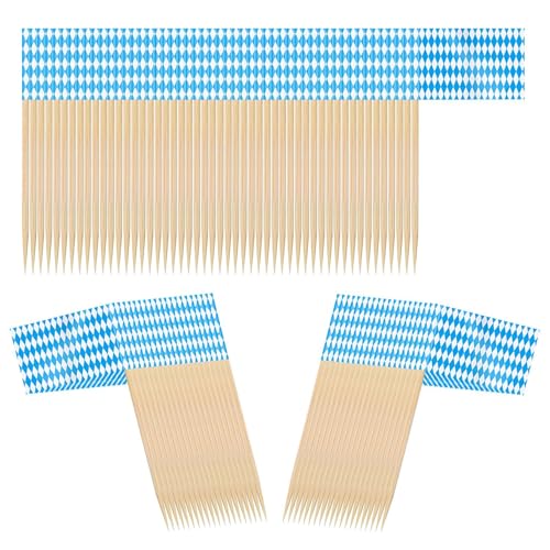 Fähnchen Spieße Für Vorspeisen,Party Zahnstocher Fähnchen Für Oktoberfest Deko - 100 Essdekoration Stäbchen Für Küche Tischdekoration Garten Schinkenplatten Vorspeisen Cocktail Oktoberfest von Yugugomo