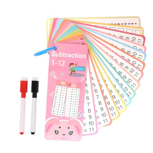 Mathematik -Lernkarten, Mathematikkarten,Subtraction Addition Multiplication Division Game - Trockener Löschen doppelseitig pädagogischer Flash -Karten Loch für interaktives Lernen, Klassenzimmer Home von Yugugomo