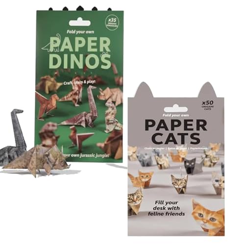 DIY Papier Katzen Origami Kit, 3D Handgemachte Origami Katze Modell, Origami Tier Form Dekoration Kit, Cut Animal Papercraft Modell für Anfänger, Kreatives Katzen-Origami-Set (2pcs-a) von Yuhaidzsw