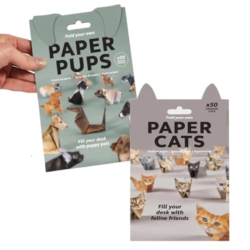 DIY Papier Katzen Origami Kit, 3D Handgemachte Origami Katze Modell, Origami Tier Form Dekoration Kit, Cut Animal Papercraft Modell für Anfänger, Kreatives Katzen-Origami-Set (2pcs-b) von Yuhaidzsw