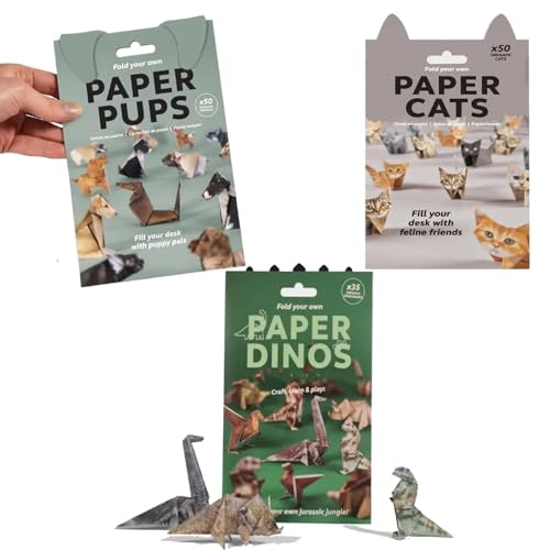DIY Papier Katzen Origami Kit, 3D Handgemachte Origami Katze Modell, Origami Tier Form Dekoration Kit, Cut Tier Papercraft Modell für Anfänger, Kreatives Katzen-Origami-Set (3 Stück) von Yuhaidzsw