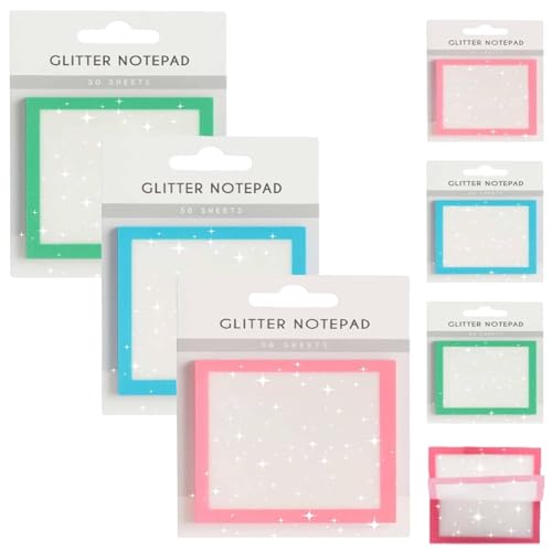 Glitzer-Notizblock, Haftnotizen, transparent, glitzernd, lustig, niedlich, selbstklebend, kleine To-Do-Liste, schönes Geschenk für Mädchen (3 Stück) von Yuhaidzsw