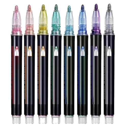 Illuminateupon/Neattidyly Marker Pen for Highlight, Magische Stifte, Double Line Outline Super Squiggles Metallic Glitter Pens, Double Line Quick Dry Graffiti Dotting Point Liner Pens (8PCS) von Yuhaidzsw