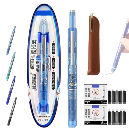 Yuhaidzsw Protectivemethod Füllfederhalter, einziehbar, 0,38 mm, blaue und schwarze Tinte, transparenter Schaft mit 5 nachfüllbaren Tintenpatronen, glattes Schreiben, kein Auslaufen (Hellblau, Schwarz Yuhaidzsw Protectivemethod Füllfederhalter, einziehbar, 0,38 mm, blaue und schwarze Tinte, transparenter Schaft mit 5 nachfüllbaren Tintenpatronen, glattes Schreiben, kein Auslaufen (Hellblau, Schwarz von Yuhaidzsw