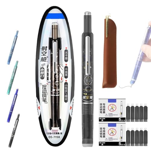 Yuhaidzsw Protectivemethod Füllfederhalter, einziehbar, 0,38 mm, blaue und schwarze Tinte, transparenter Schaft mit 5 nachfüllbaren Tintenpatronen, glattes Schreiben, kein Auslaufen (Schwarz, Schwarz Yuhaidzsw Protectivemethod Füllfederhalter, einziehbar, 0,38 mm, blaue und schwarze Tinte, transparenter Schaft mit 5 nachfüllbaren Tintenpatronen, glattes Schreiben, kein Auslaufen (Schwarz, Schwarz von Yuhaidzsw