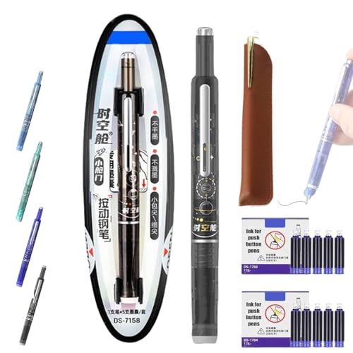 Yuhaidzsw Protectivemethod Füllfederhalter, einziehbar, 0,38 mm, blaue und schwarze Tinte, transparenter Schaft mit 5 nachfüllbaren Tintenpatronen, glattes Schreiben, kein Auslaufen (Schwarz, Blau Yuhaidzsw Protectivemethod Füllfederhalter, einziehbar, 0,38 mm, blaue und schwarze Tinte, transparenter Schaft mit 5 nachfüllbaren Tintenpatronen, glattes Schreiben, kein Auslaufen (Schwarz, Blau von Yuhaidzsw