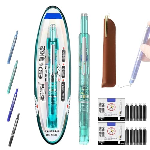 Yuhaidzsw Protectivemethod Füllfederhalter, einziehbar, 0,38 mm, blaue und schwarze Tinte, transparenter Schaft mit 5 nachfüllbaren Tintenpatronen, glattes Schreiben, kein Auslaufen (grün, schwarz Yuhaidzsw Protectivemethod Füllfederhalter, einziehbar, 0,38 mm, blaue und schwarze Tinte, transparenter Schaft mit 5 nachfüllbaren Tintenpatronen, glattes Schreiben, kein Auslaufen (grün, schwarz von Yuhaidzsw