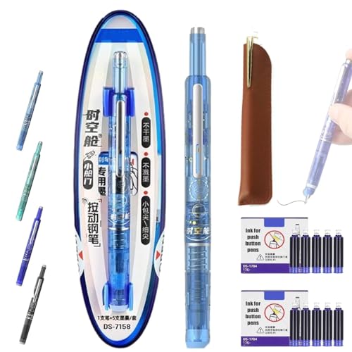 Yuhaidzsw Protectivemethod Füllfederhalter, einziehbar, 0,38 mm, blaue und schwarze Tinte, transparenter Schaft mit 5 nachfüllbaren Tintenpatronen, glattes Schreiben, kein Auslaufen (hellblau, blau Yuhaidzsw Protectivemethod Füllfederhalter, einziehbar, 0,38 mm, blaue und schwarze Tinte, transparenter Schaft mit 5 nachfüllbaren Tintenpatronen, glattes Schreiben, kein Auslaufen (hellblau, blau von Yuhaidzsw