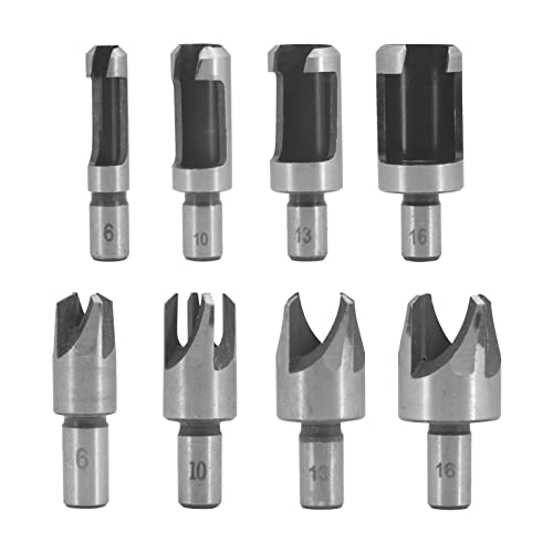 Yuhtech Holzdübel Cutter Set, 8 Stück Holzdübel Zapfenbohrer Cutter, Rundschaft Kohlenstoffstahl Klaue für Holzbearbeitung 6mm/10mm/13mm/16mm von Yuhtech