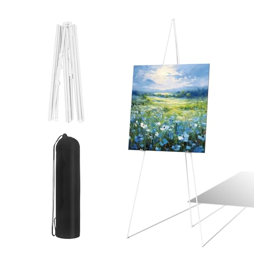 Yuhtech Staffelei-Ständer, Staffelei-Ständer zum Ausstellen, faltbarer tragbarer Display-Bilderständer, 160 cm, zusammenklappbare Bodenkunst für Hochzeitsschild, Malleinwand, Poster (Weiß) von Yuhtech
