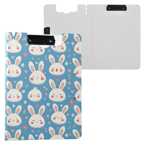 Clipboard mit doppeltem Metall-Clipper, Motiv: kleines Häschen, mit Deckel, A4, gefaltet, Blau Clipboard mit doppeltem Metall-Clipper, Motiv: kleines Häschen, mit Deckel, A4, gefaltet, Blau von Yuiboo