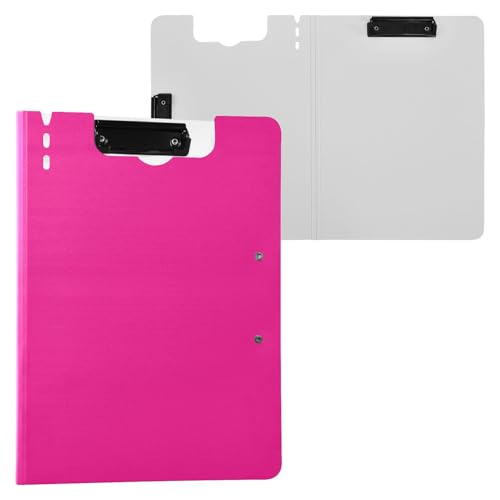 Clipfolio Faltbares Klemmbrett, A4, horizontal und vertikal, Doppelklammern, Schul-Klemmbrett mit festem Einband, Tiefrosa Clipfolio Faltbares Klemmbrett, A4, horizontal und vertikal, Doppelklammern, Schul-Klemmbrett mit festem Einband, Tiefrosa von Yuiboo