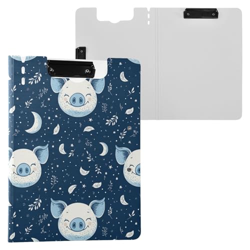 Clipfolio Klappbare Klemmbretter mit niedlichem Schweinesichter, dunkles A4, zwei Metall-Clips, Stifthalter, Schul-Klemmbrett mit festem Einband Clipfolio Klappbare Klemmbretter mit niedlichem Schweinesichter, dunkles A4, zwei Metall-Clips, Stifthalter, Schul-Klemmbrett mit festem Einband von Yuiboo