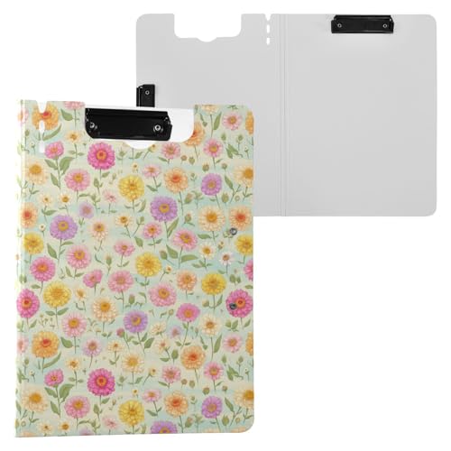 Faltbare Klemmbretter, bunte Blumen, A4-Klemmbrett, Folio-Ordner, doppelte Metall-Clips, Stifthalter, Still-Clipboard mit festem Einband Faltbare Klemmbretter, bunte Blumen, A4-Klemmbrett, Folio-Ordner, doppelte Metall-Clips, Stifthalter, Still-Clipboard mit festem Einband von Yuiboo