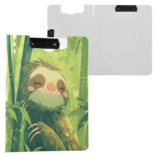 Faltbare Klemmbretter, niedliches grünes Faultier-Klemmbrett mit Padfolio, Doppel-Clips, Stifthalter, Still-Clipboard mit Abdeckung Faltbare Klemmbretter, niedliches grünes Faultier-Klemmbrett mit Padfolio, Doppel-Clips, Stifthalter, Still-Clipboard mit Abdeckung von Yuiboo