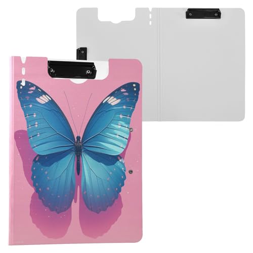 Faltbare Klemmbretter, süßer blauer Schmetterling, A4-Klemmbrett, Folio-Ordner, doppelte Metall-Clips, Stifthalter, Still-Clipboard mit Abdeckung Faltbare Klemmbretter, süßer blauer Schmetterling, A4-Klemmbrett, Folio-Ordner, doppelte Metall-Clips, Stifthalter, Still-Clipboard mit Abdeckung von Yuiboo